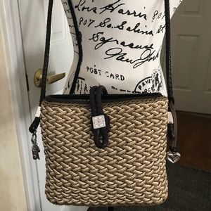 Brighton MutliColored Straw Leather Crossbody Bag